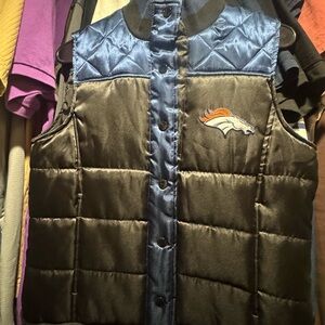 NFL Blue and Black Adult Small Puffer Vest Denver Broncos